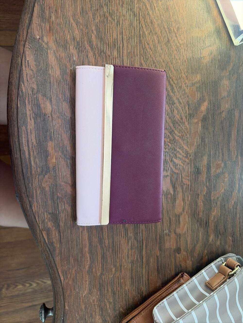 A New Day Colorblock Wallet Pink Maroon Gold Hardware